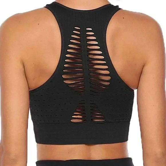 🆕Rene Rofe Seamless Cut Out Black Sport Bra🆕 - Picture 2 of 12